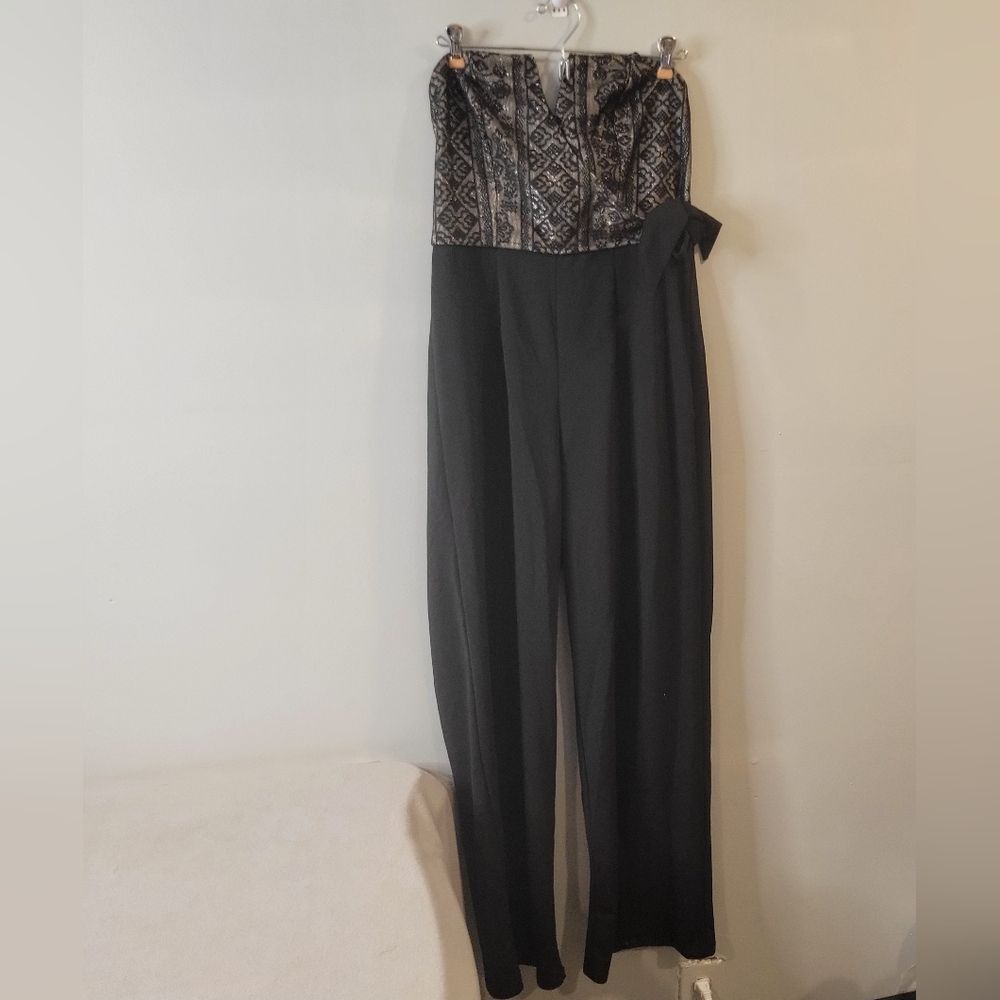 Mi Ami Wide Leg Sleeveless Black Jumpsuit Size Medium